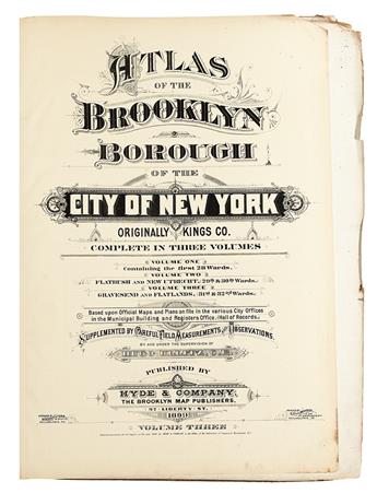 (NEW YORK CITY.) Hyde & Company. Atlas of the Brooklyn Borough of the City of New York. Volume Three.